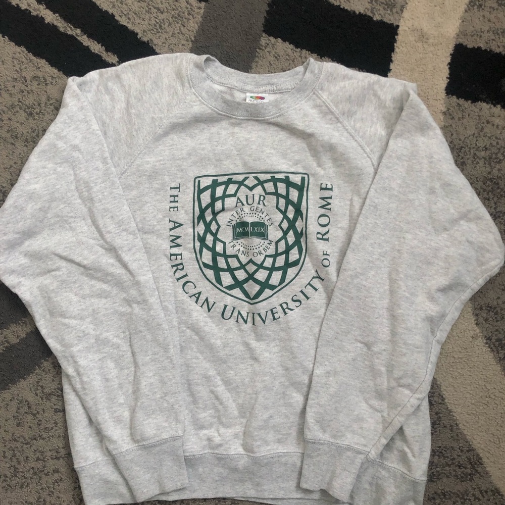 Fruit of the Loom Grey Crewneck Sweatshirt with Green University Crest